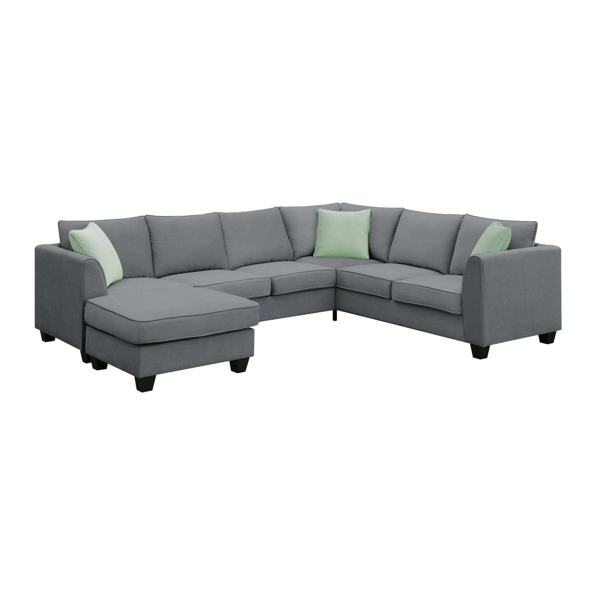 Sofa & Chair sets | Sectional Sofa Couches Living Room Sets, 7 Seats Modular Sectional Sofa with Ottoman, L Shape Fabric Sofa Corner Couch Set with 3 Pillows, Grey | casafoyer.myshopify.com