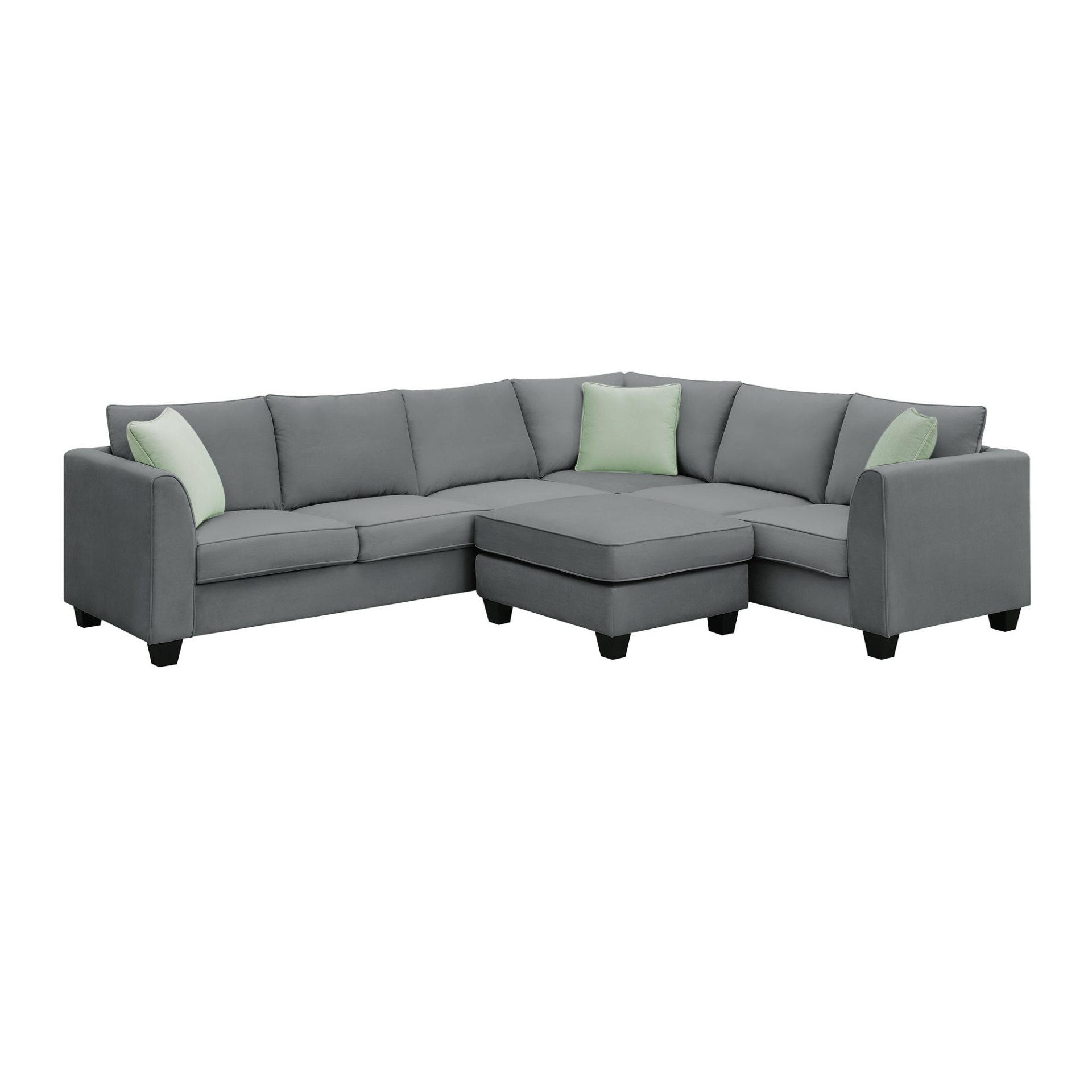 Sofa & Chair sets | Sectional Sofa Couches Living Room Sets, 7 Seats Modular Sectional Sofa with Ottoman, L Shape Fabric Sofa Corner Couch Set with 3 Pillows, Grey | casafoyer.myshopify.com