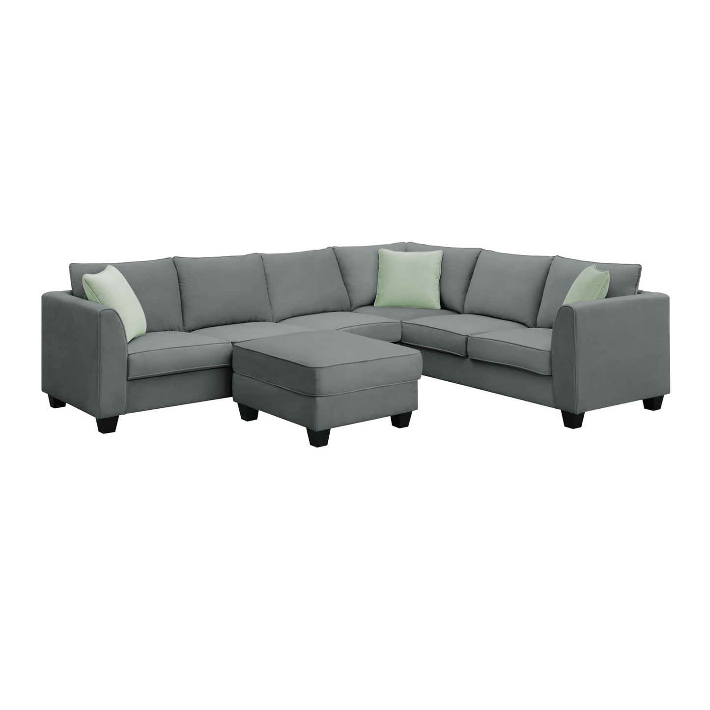 Sofa & Chair sets | Sectional Sofa Couches Living Room Sets, 7 Seats Modular Sectional Sofa with Ottoman, L Shape Fabric Sofa Corner Couch Set with 3 Pillows, Grey | casafoyer.myshopify.com