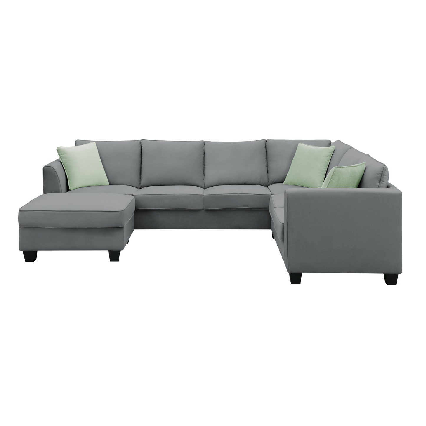 Sofa & Chair sets | Sectional Sofa Couches Living Room Sets, 7 Seats Modular Sectional Sofa with Ottoman, L Shape Fabric Sofa Corner Couch Set with 3 Pillows, Grey | casafoyer.myshopify.com