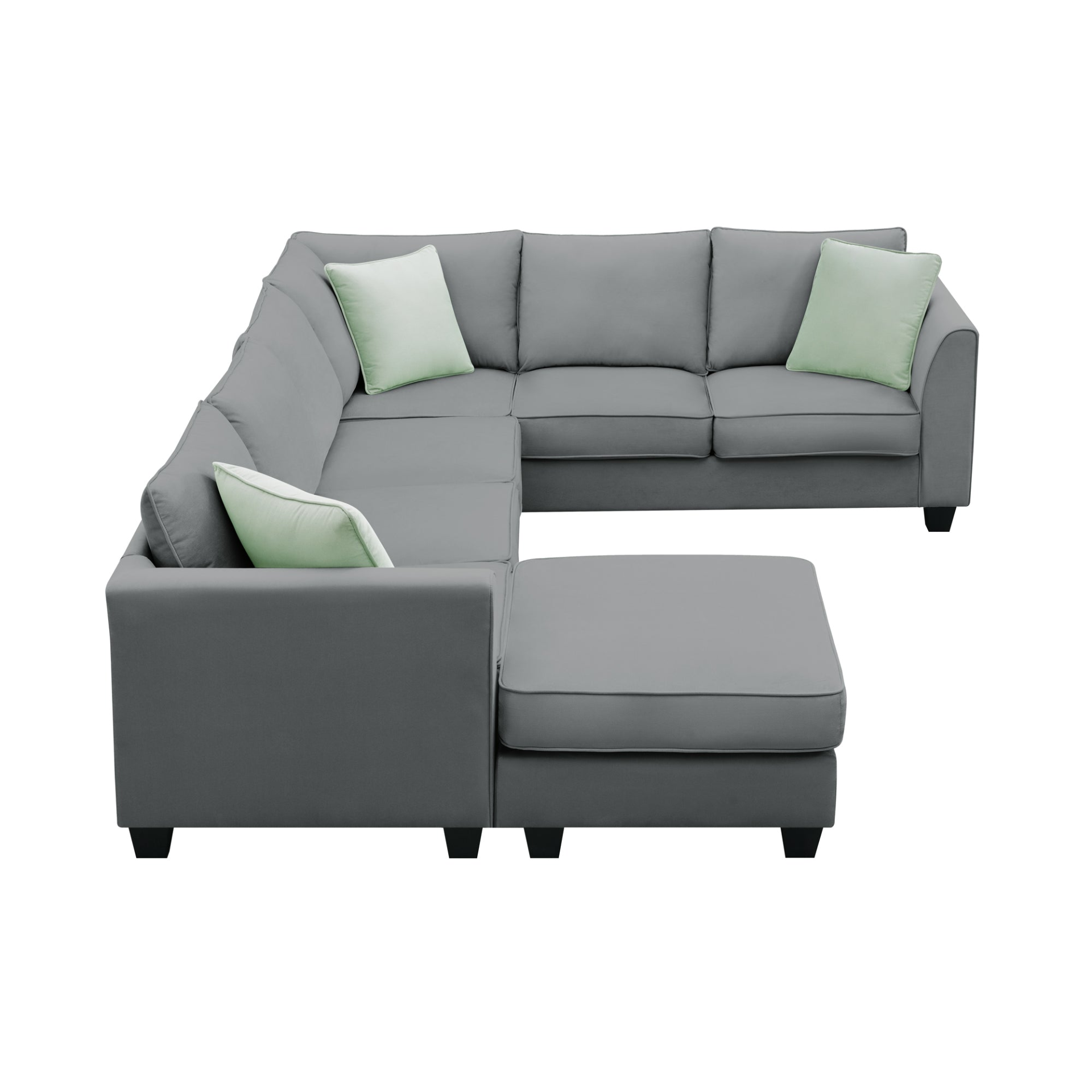 Sofa & Chair sets | Sectional Sofa Couches Living Room Sets, 7 Seats Modular Sectional Sofa with Ottoman, L Shape Fabric Sofa Corner Couch Set with 3 Pillows, Grey | casafoyer.myshopify.com