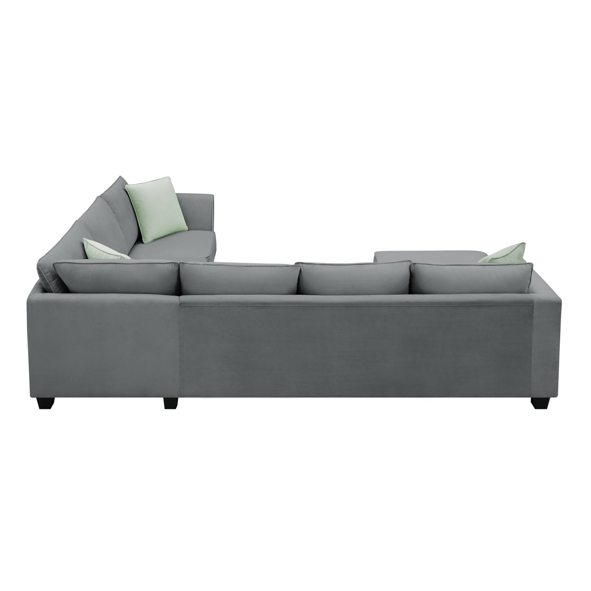 Sofa & Chair sets | Sectional Sofa Couches Living Room Sets, 7 Seats Modular Sectional Sofa with Ottoman, L Shape Fabric Sofa Corner Couch Set with 3 Pillows, Grey | casafoyer.myshopify.com