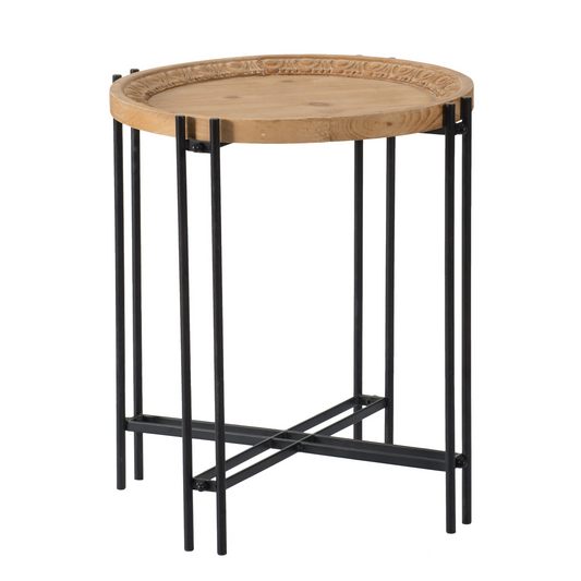 Table Decor | Round Side Table With Wood Top, End Table for Living Room Bedroom | casafoyer.myshopify.com