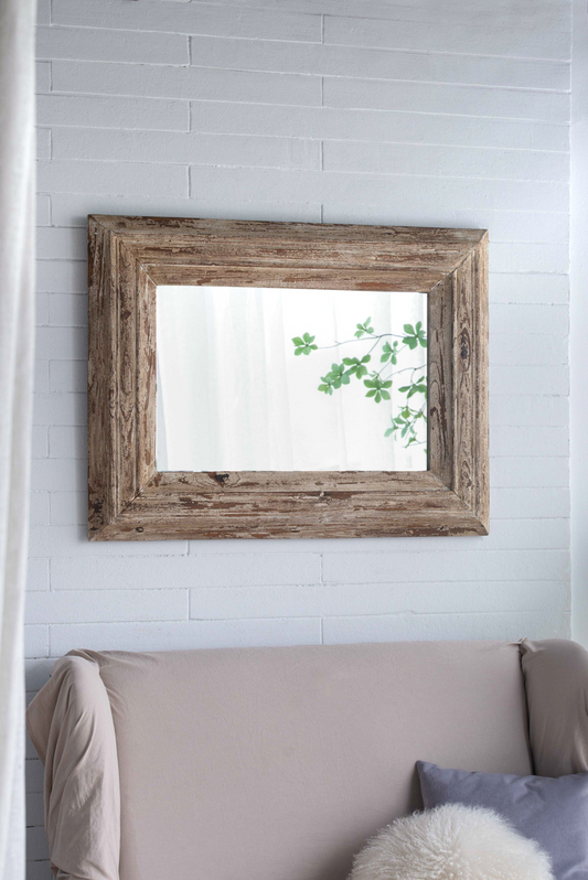 Wall mirror | Rectangle Wall Accent Mirror with Distressed Wood Frame | casafoyer.myshopify.com