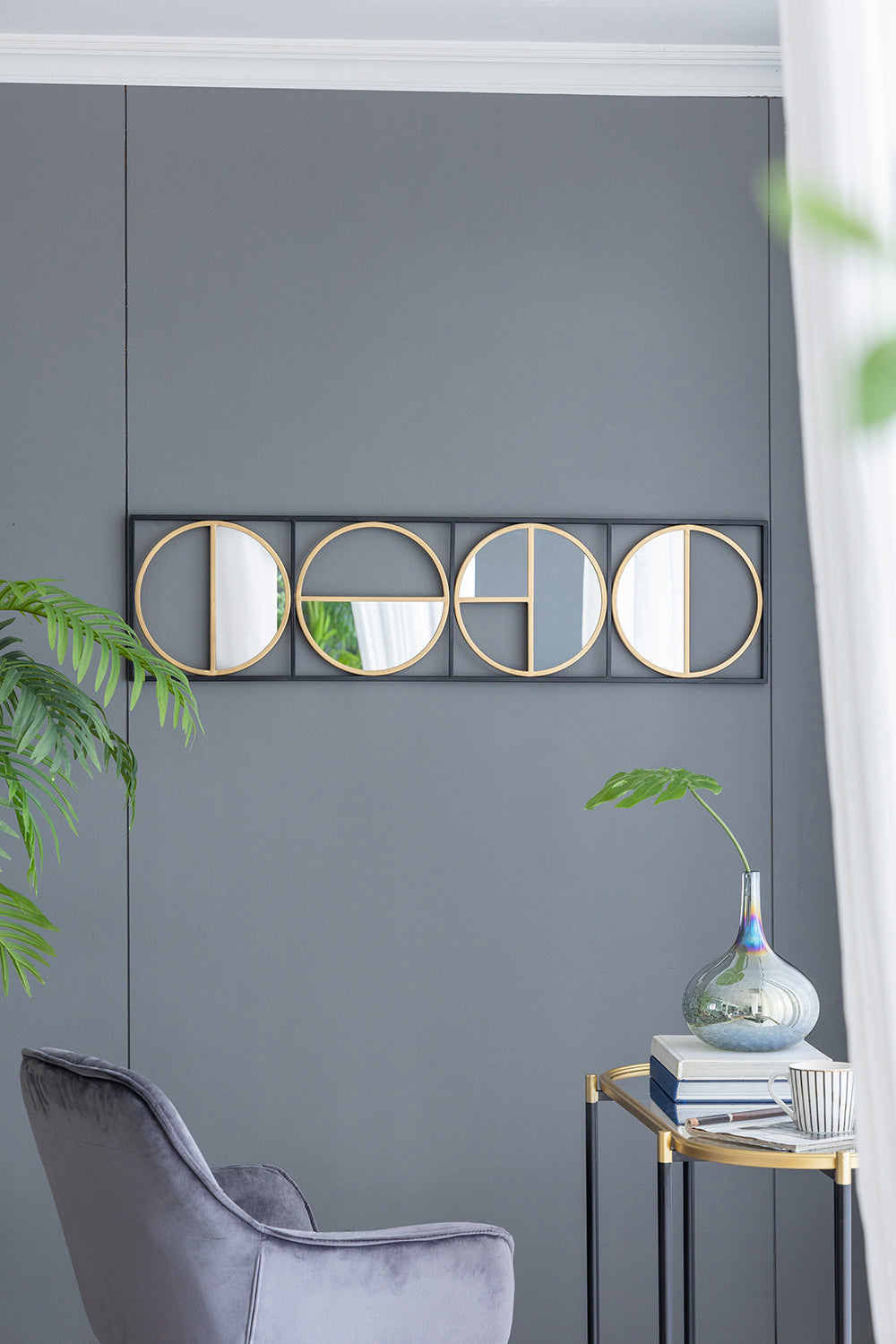 Wall mirror | Eclectic Styling Metal Beaded Black Wall Mirror with Contemporary Design for Bedroom,Liveroom & Entryway | casafoyer.myshopify.com