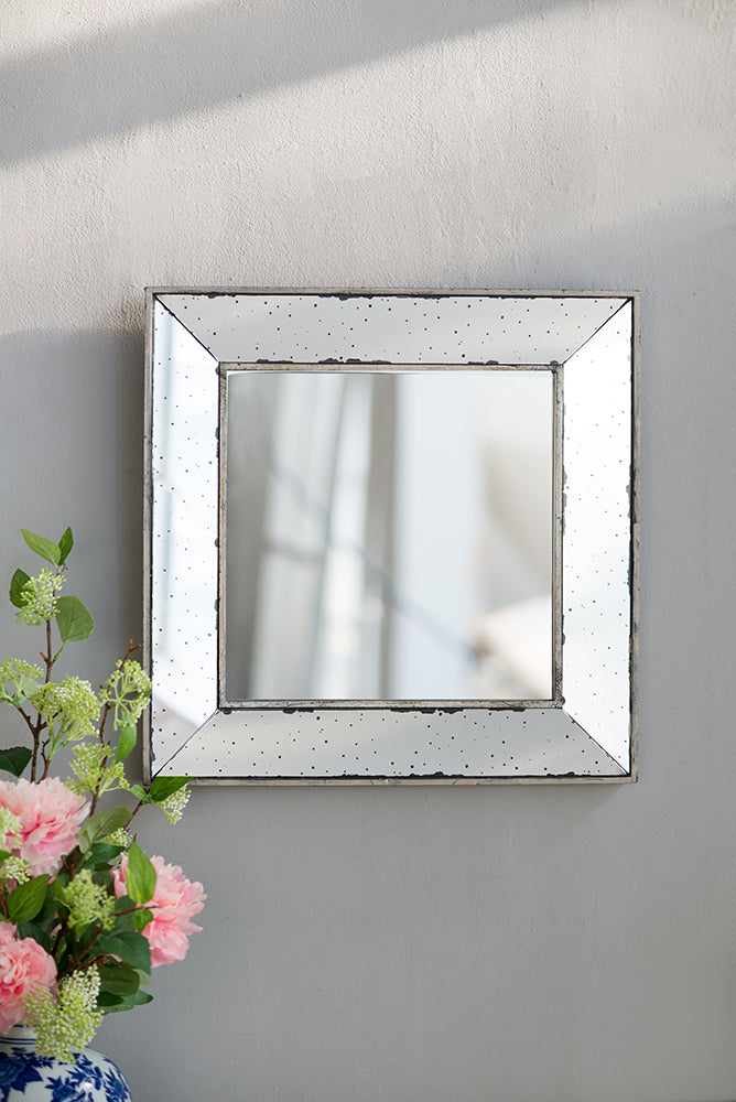 [product_type] | 18" x 18" Distressed Silver Square Accent Mirror - Vintage Flair for Your Home Decor | casafoyer.myshopify.com