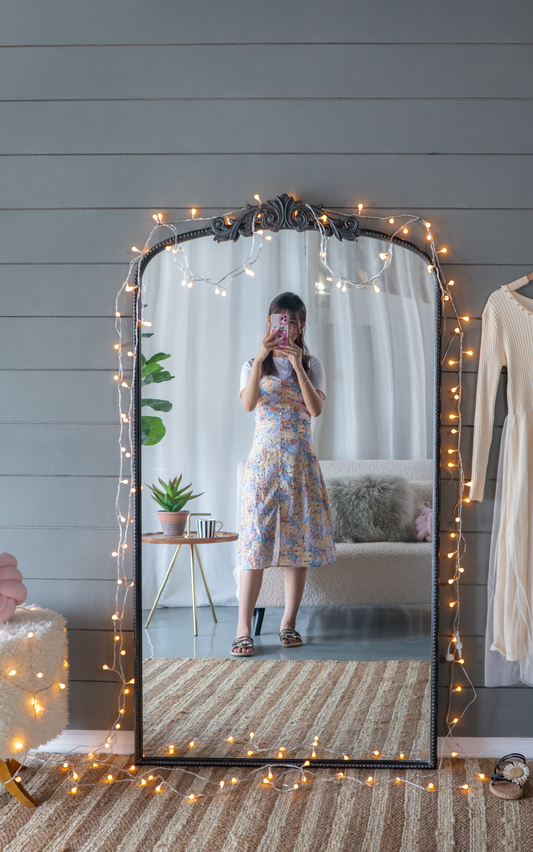 [product_type] | 66" x 36" Full Length Mirror, Arched Mirror Hanging or Leaning Against Wall, Large Black Mirror for Living Room | casafoyer.myshopify.com