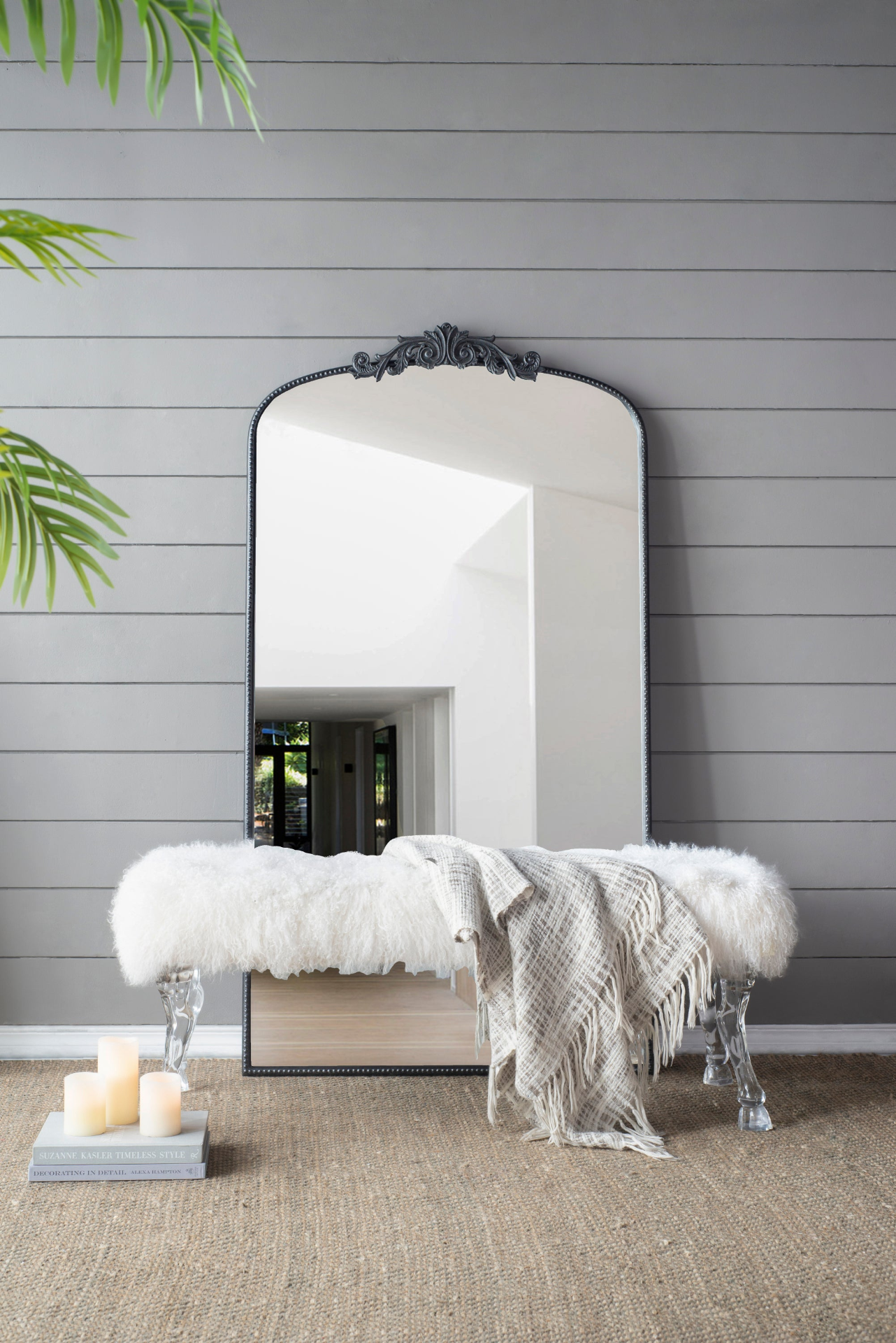 [product_type] | 66" x 36" Full Length Mirror, Arched Mirror Hanging or Leaning Against Wall, Large Black Mirror for Living Room | casafoyer.myshopify.com