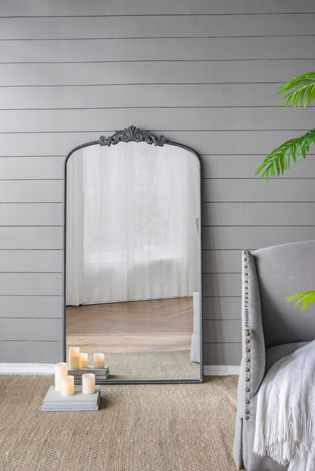 [product_type] | 66" x 36" Full Length Mirror, Arched Mirror Hanging or Leaning Against Wall, Large Black Mirror for Living Room | casafoyer.myshopify.com