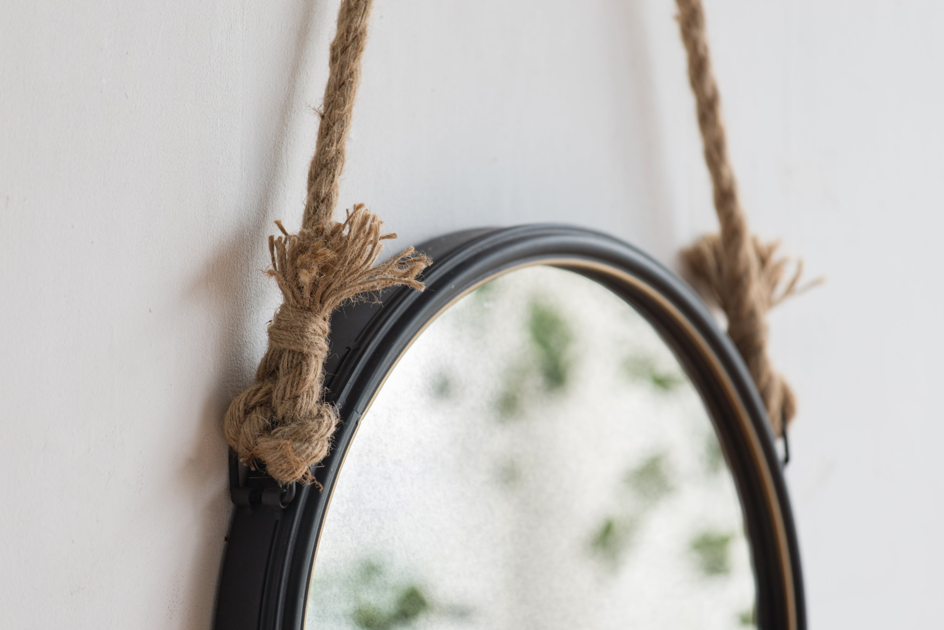 [product_type] | 19.5" in Cleveland Mirror with Rope Strap Contemporary Design Circle Mirror with Grey Round Metal Frame for Wall Decor Bathroom | casafoyer.myshopify.com