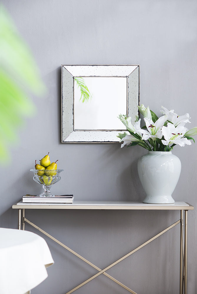 [product_type] | 18" x 18" Distressed Silver Square Accent Mirror - Vintage Flair for Your Home Decor | casafoyer.myshopify.com