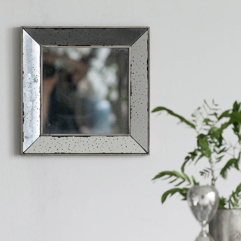 [product_type] | 18" x 18" Distressed Silver Square Accent Mirror - Vintage Flair for Your Home Decor | casafoyer.myshopify.com