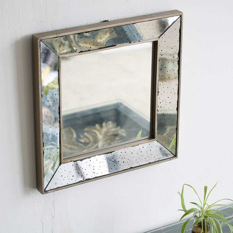 [product_type] | 18" x 18" Distressed Silver Square Accent Mirror - Vintage Flair for Your Home Decor | casafoyer.myshopify.com