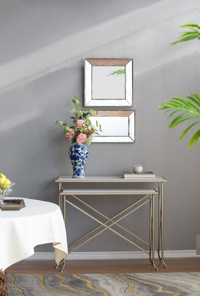 [product_type] | 18" x 18" Distressed Silver Square Accent Mirror - Vintage Flair for Your Home Decor | casafoyer.myshopify.com