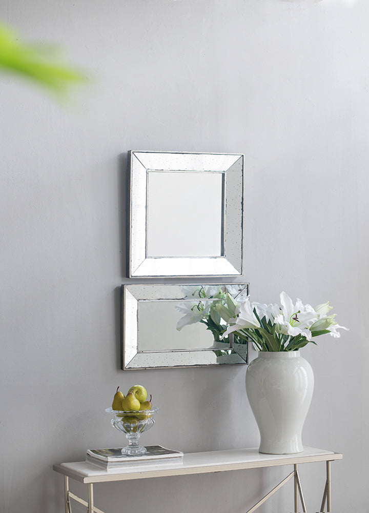 [product_type] | 18" x 18" Distressed Silver Square Accent Mirror - Vintage Flair for Your Home Decor | casafoyer.myshopify.com