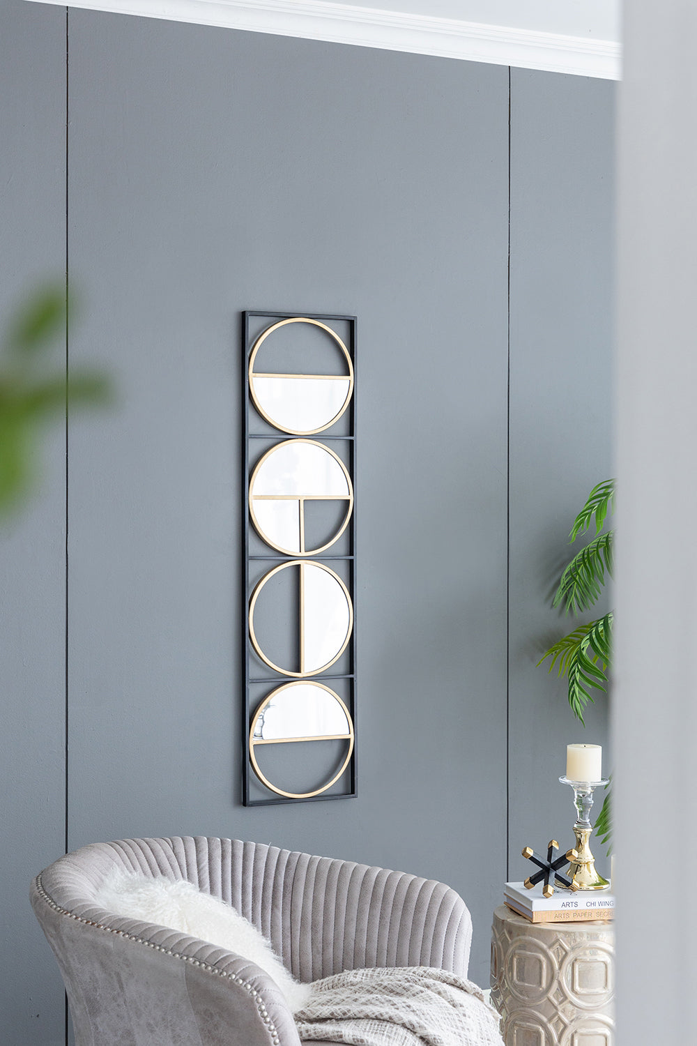 Wall mirror | Eclectic Styling Metal Beaded Black Wall Mirror with Contemporary Design for Bedroom,Liveroom & Entryway | casafoyer.myshopify.com