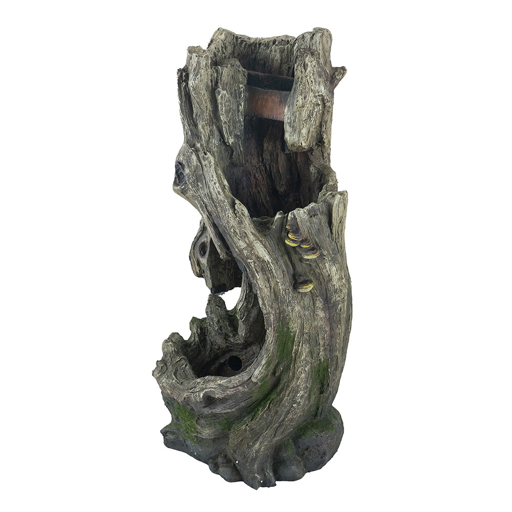 [product_type] | 17.5x15.5x39.5" Indoor Outdoor Tree Trunk Fountain | Rustic Floor Standing Waterfall Fountain with Light | casafoyer.myshopify.com