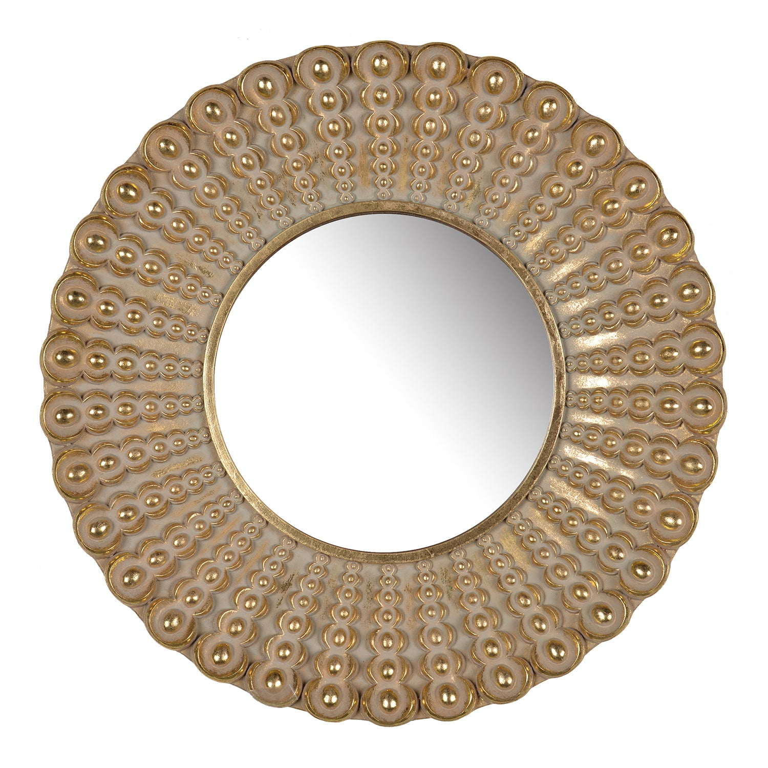 Wall mirror | Transitional Beaded Sunburst Mirror, Round Accent Wall Mirror for Living Room, Entryway, Bathroom, Office, Foyer | casafoyer.myshopify.com