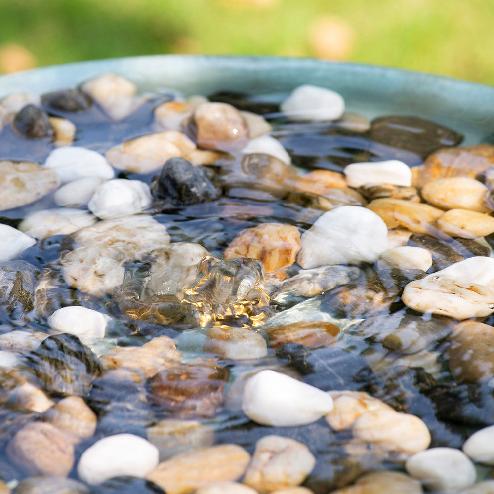 Patio Furntiure Sets | Contemporary Cement Water Fountain, Outdoor Bird Feeder / Bath Fountain, Antique Blue Water feature with Light For Garden, Lawn, Deck & Patio | casafoyer.myshopify.com