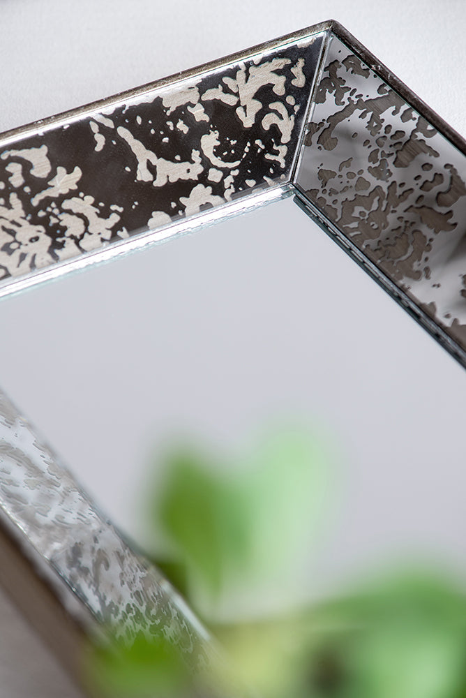 [product_type] | 20" x 12" Antique Silver Rectangle Mirror with Floral Accents, Mirrored Display Tray, Hanging Wall Mirror | casafoyer.myshopify.com