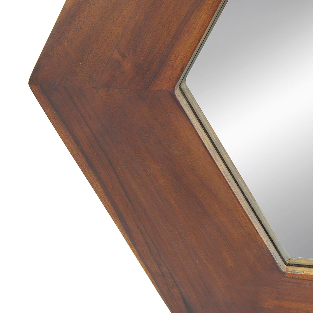 [product_type] | 18.5" x 18.5" Hexagon Mirror with Solid Wood Frame | Wall Decor for Living Room, Bathroom, Hallway | Dark Brown | casafoyer.myshopify.com