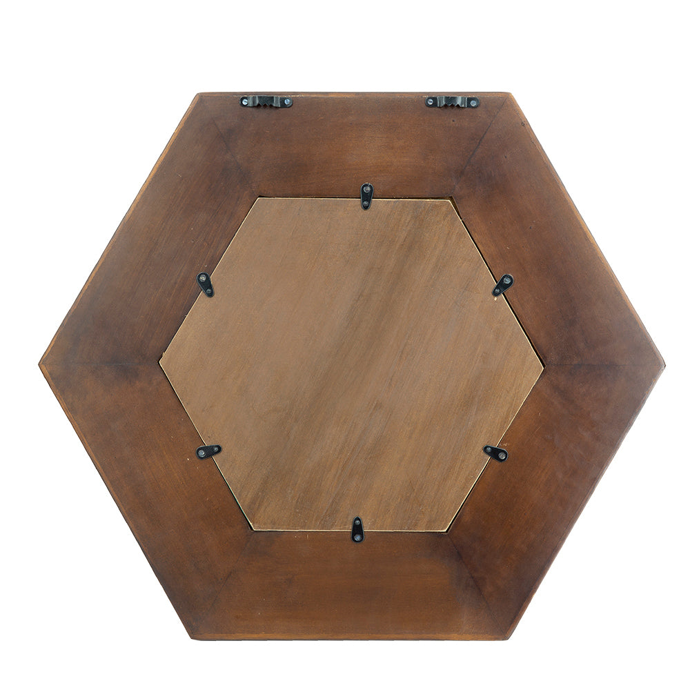 [product_type] | 18.5" x 18.5" Hexagon Mirror with Solid Wood Frame | Wall Decor for Living Room, Bathroom, Hallway | Dark Brown | casafoyer.myshopify.com