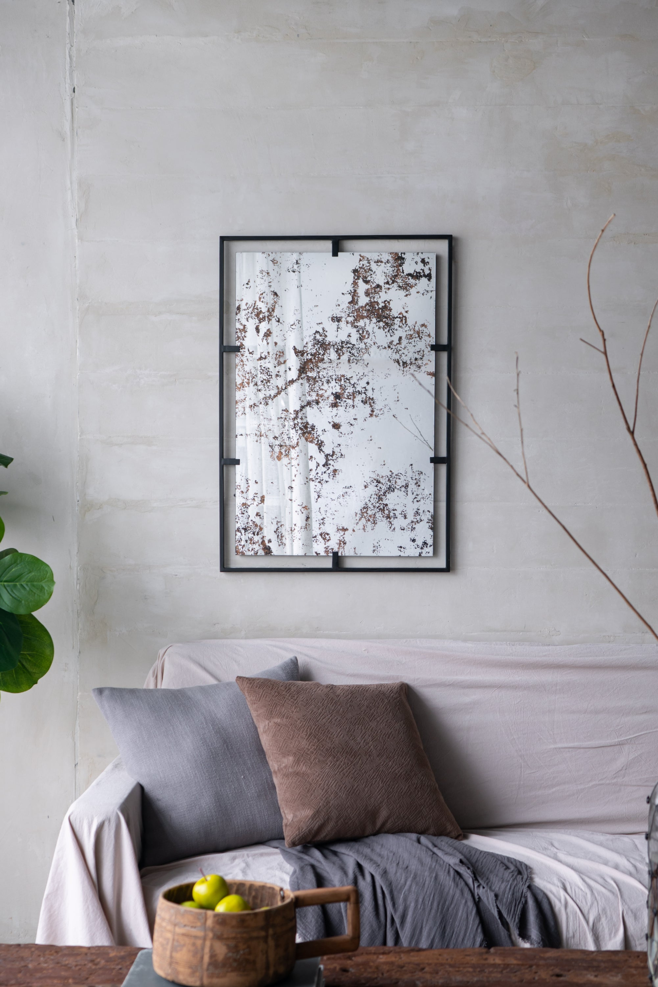 [product_type] | 32" x 22" Rectangle Antiqued Wall Mirror with Black Metal Frame | Home Wall Decor | casafoyer.myshopify.com