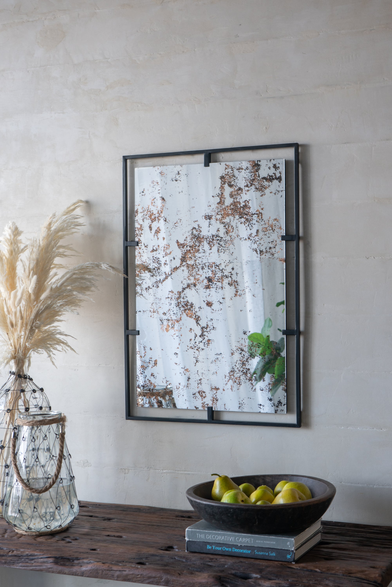 [product_type] | 32" x 22" Rectangle Antiqued Wall Mirror with Black Metal Frame | Home Wall Decor | casafoyer.myshopify.com