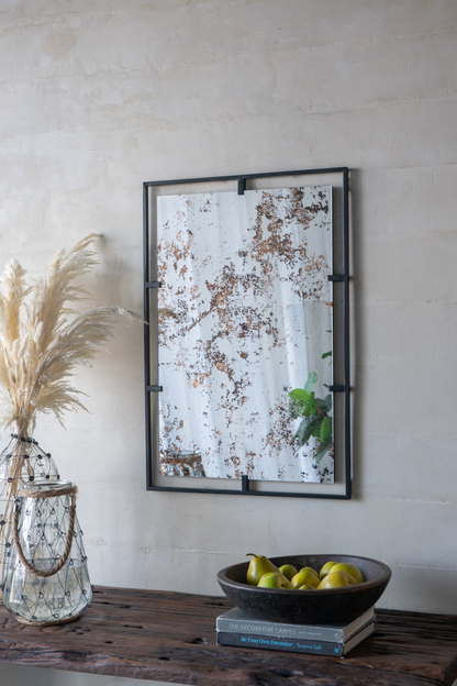 [product_type] | 32" x 22" Rectangle Antiqued Wall Mirror with Black Metal Frame | Home Wall Decor | casafoyer.myshopify.com