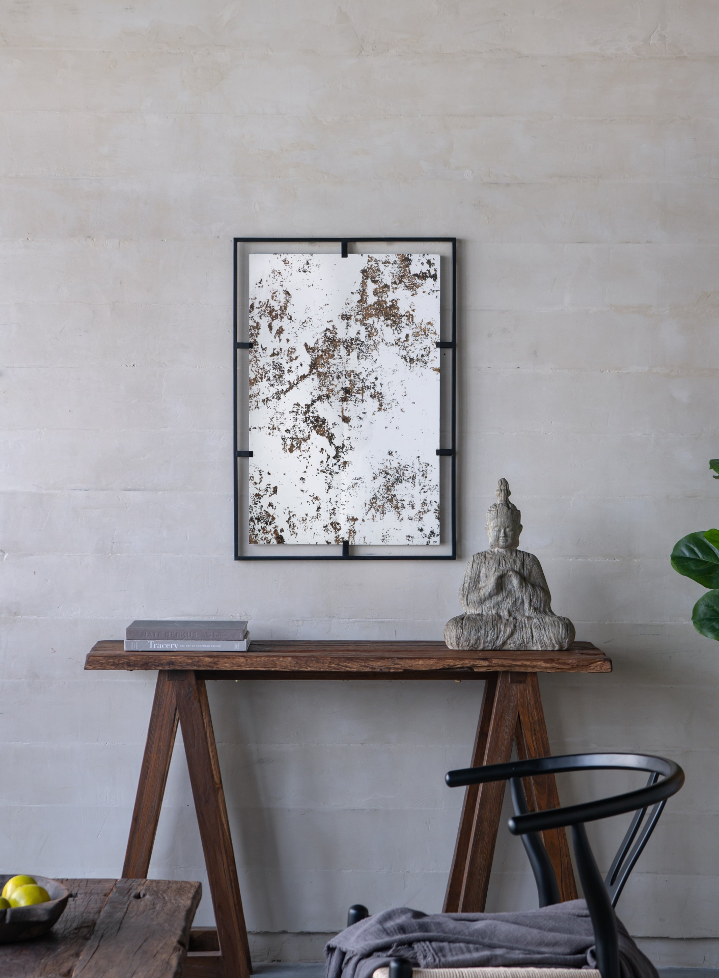 [product_type] | 32" x 22" Rectangle Antiqued Wall Mirror with Black Metal Frame | Home Wall Decor | casafoyer.myshopify.com