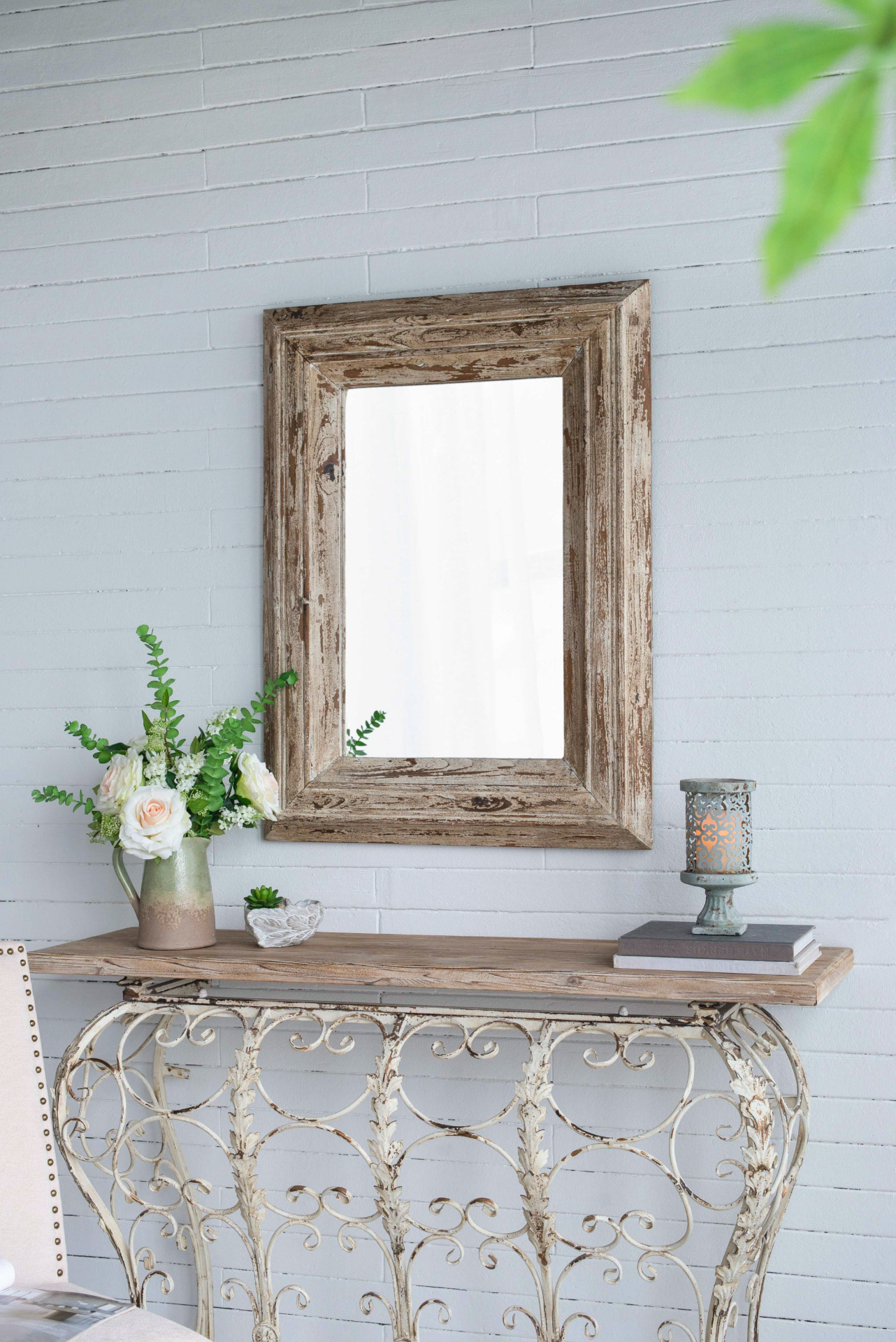 Wall mirror | Rectangle Wall Accent Mirror with Distressed Wood Frame | casafoyer.myshopify.com
