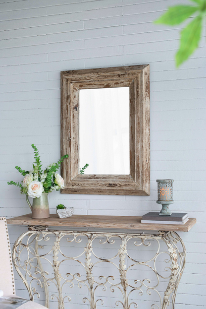 Wall mirror | Rectangle Wall Accent Mirror with Distressed Wood Frame | casafoyer.myshopify.com