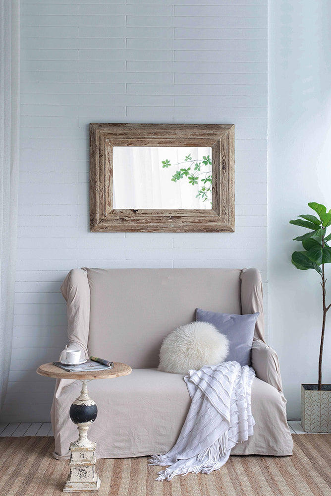 Wall mirror | Rectangle Wall Accent Mirror with Distressed Wood Frame | casafoyer.myshopify.com