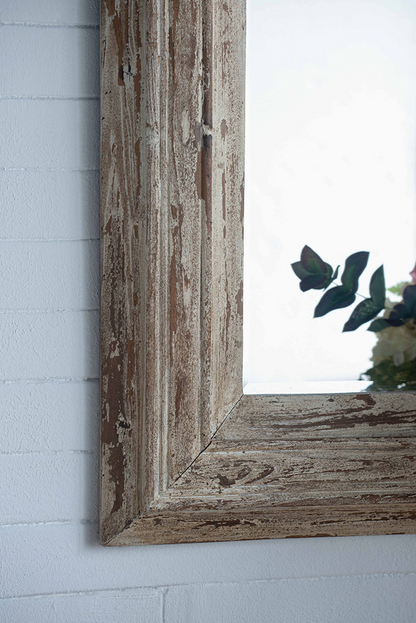 Wall mirror | Rectangle Wall Accent Mirror with Distressed Wood Frame | casafoyer.myshopify.com