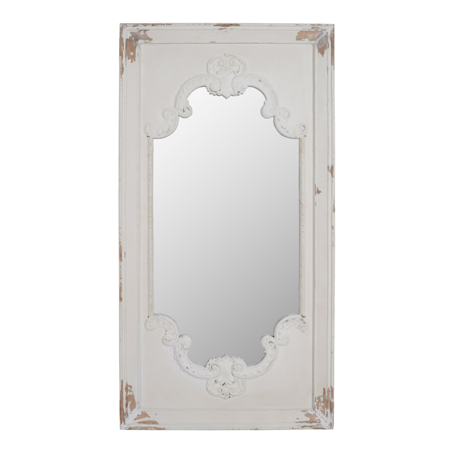 [product_type] | 29" x 54" Distressed White Mirror with Solid Wood Frame | French Country Floor Mirror | casafoyer.myshopify.com