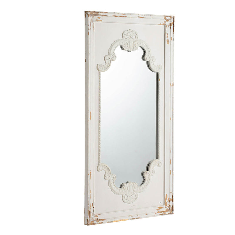 [product_type] | 29" x 54" Distressed White Mirror with Solid Wood Frame | French Country Floor Mirror | casafoyer.myshopify.com