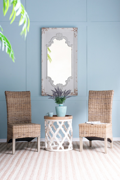 [product_type] | 29" x 54" Distressed White Mirror with Solid Wood Frame | French Country Floor Mirror | casafoyer.myshopify.com