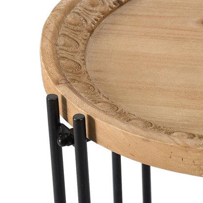 Table Decor | Round Side Table With Wood Top, End Table for Living Room Bedroom | casafoyer.myshopify.com