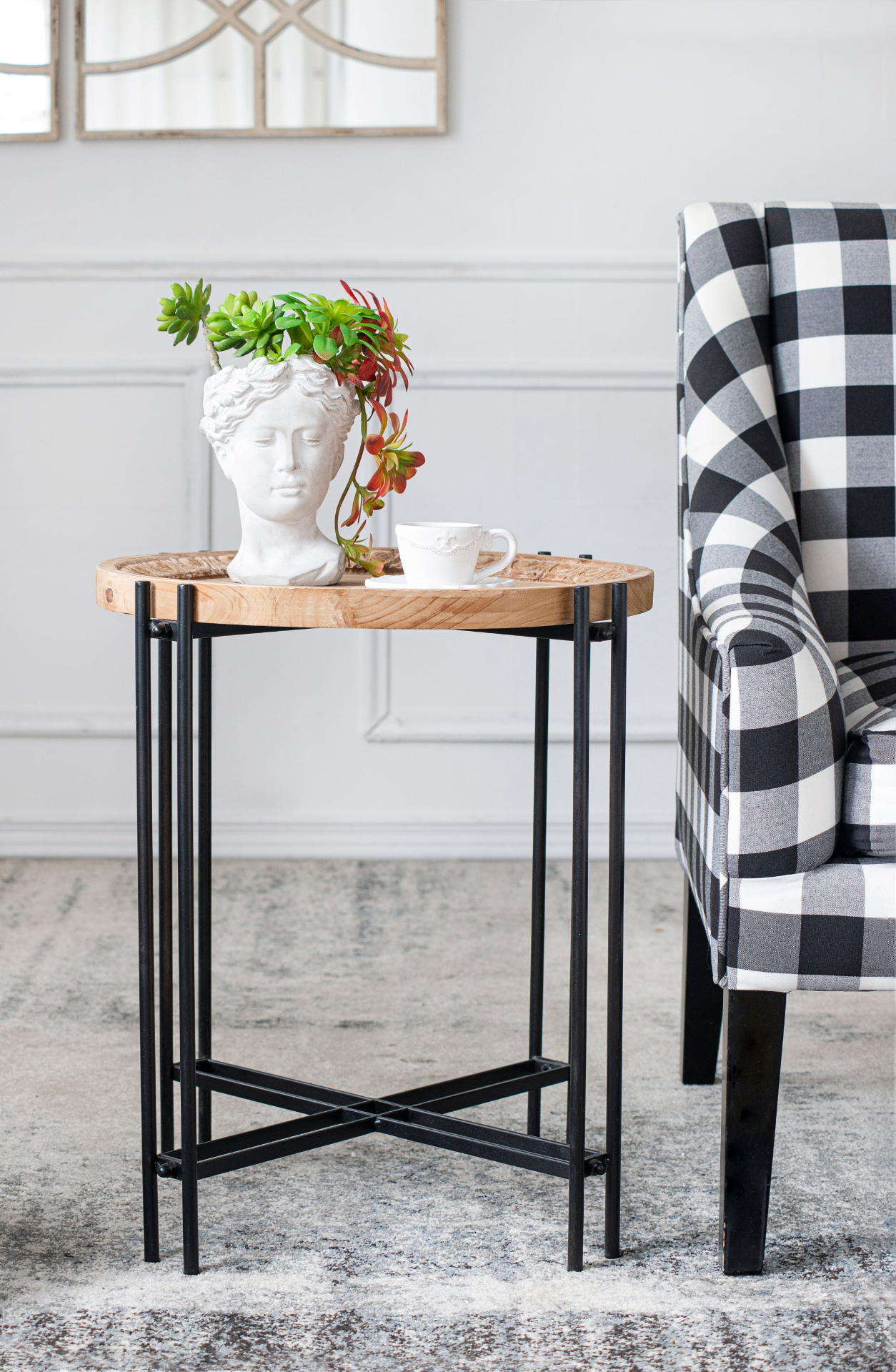 Table Decor | Round Side Table With Wood Top, End Table for Living Room Bedroom | casafoyer.myshopify.com