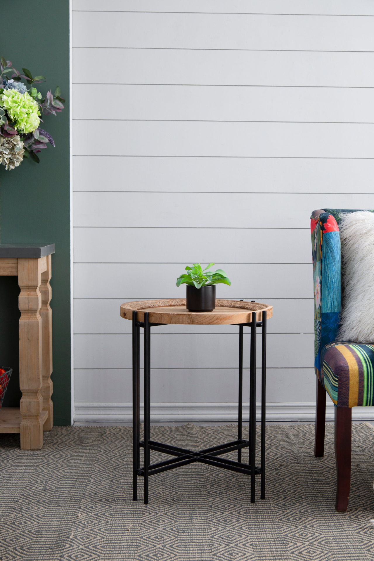 Table Decor | Round Side Table With Wood Top, End Table for Living Room Bedroom | casafoyer.myshopify.com