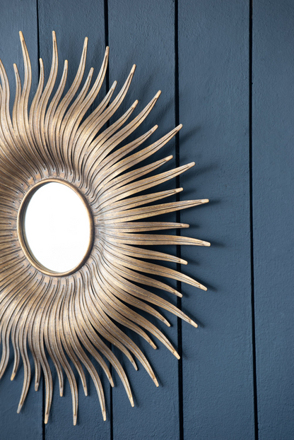 [product_type] | 28.3" Retro Design Gold Sunburst Metal Wall Mirror - Decorative Mirror for Bedroom, Dressing Room, Hallway or Living Space | casafoyer.myshopify.com