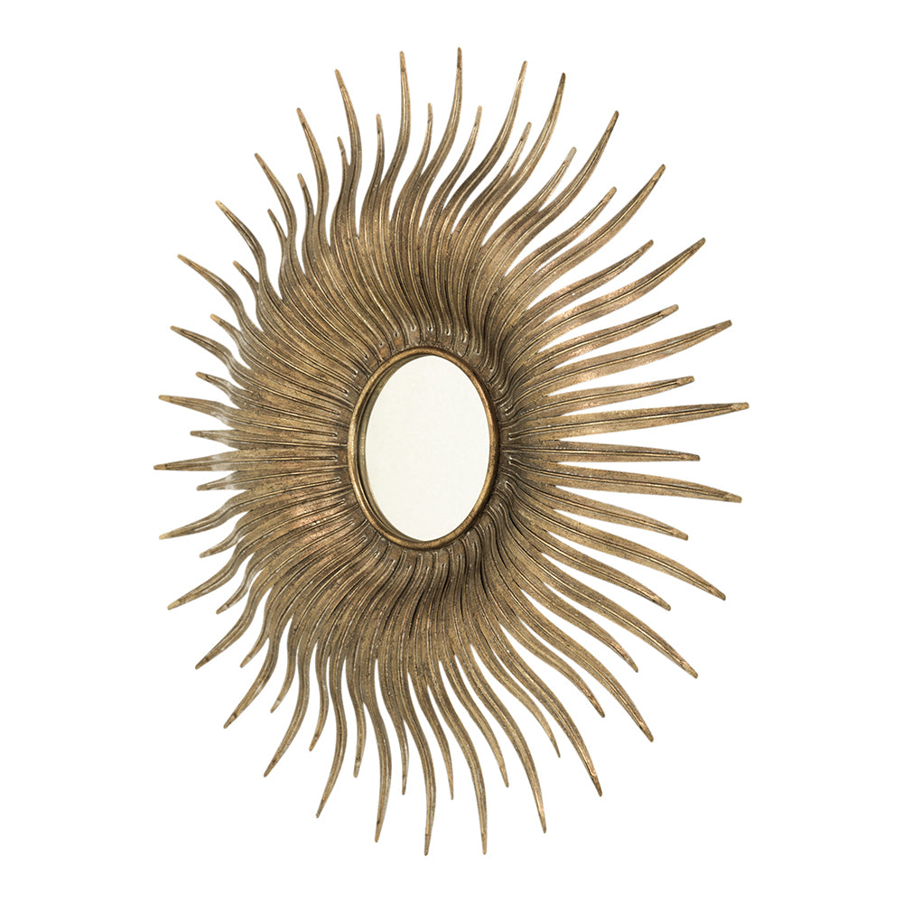 [product_type] | 28.3" Retro Design Gold Sunburst Metal Wall Mirror - Decorative Mirror for Bedroom, Dressing Room, Hallway or Living Space | casafoyer.myshopify.com