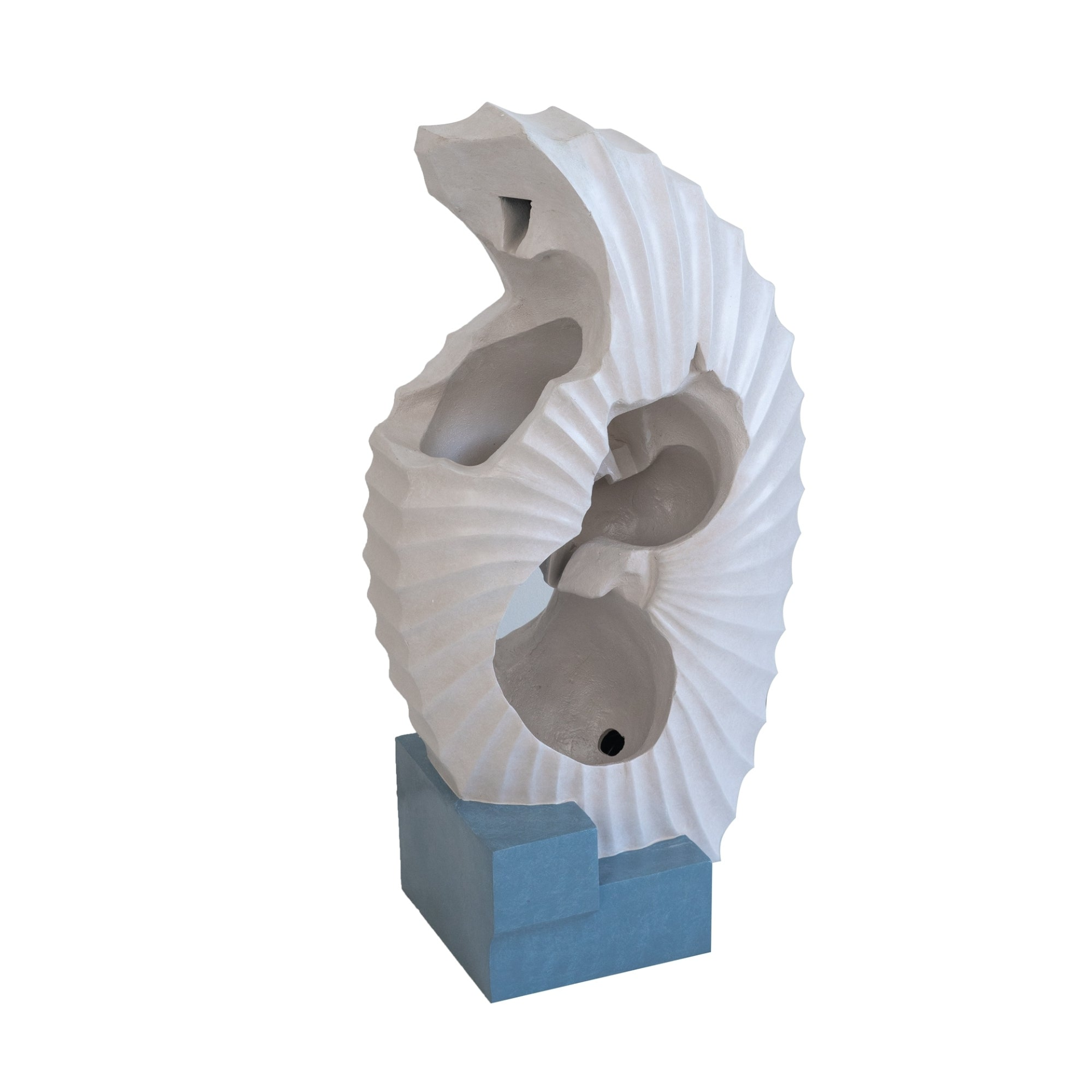 [product_type] | 16.9x10.2x31.9" White Abstract Water Fountain with Blue Base with Light, for Indoor and Outdoor | casafoyer.myshopify.com