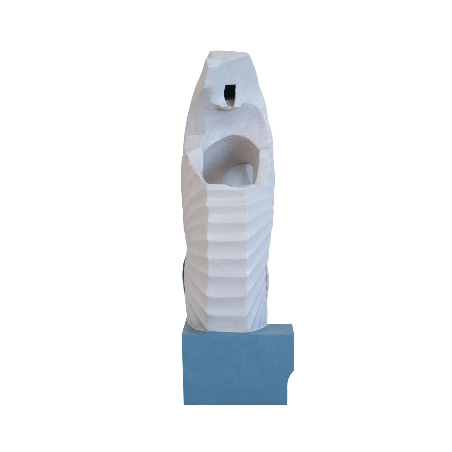 [product_type] | 16.9x10.2x31.9" White Abstract Water Fountain with Blue Base with Light, for Indoor and Outdoor | casafoyer.myshopify.com