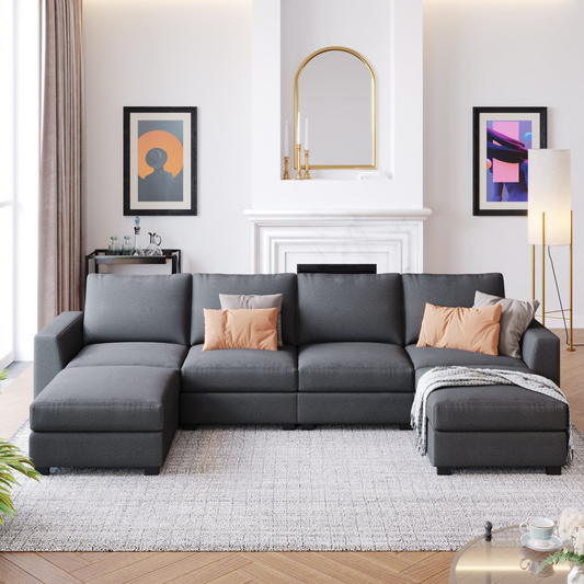 OTTOMAN | 3 Pieces U Shaped Sofa with Removable Ottomans - Modern Design for Comfort and Versatility | casafoyer.myshopify.com