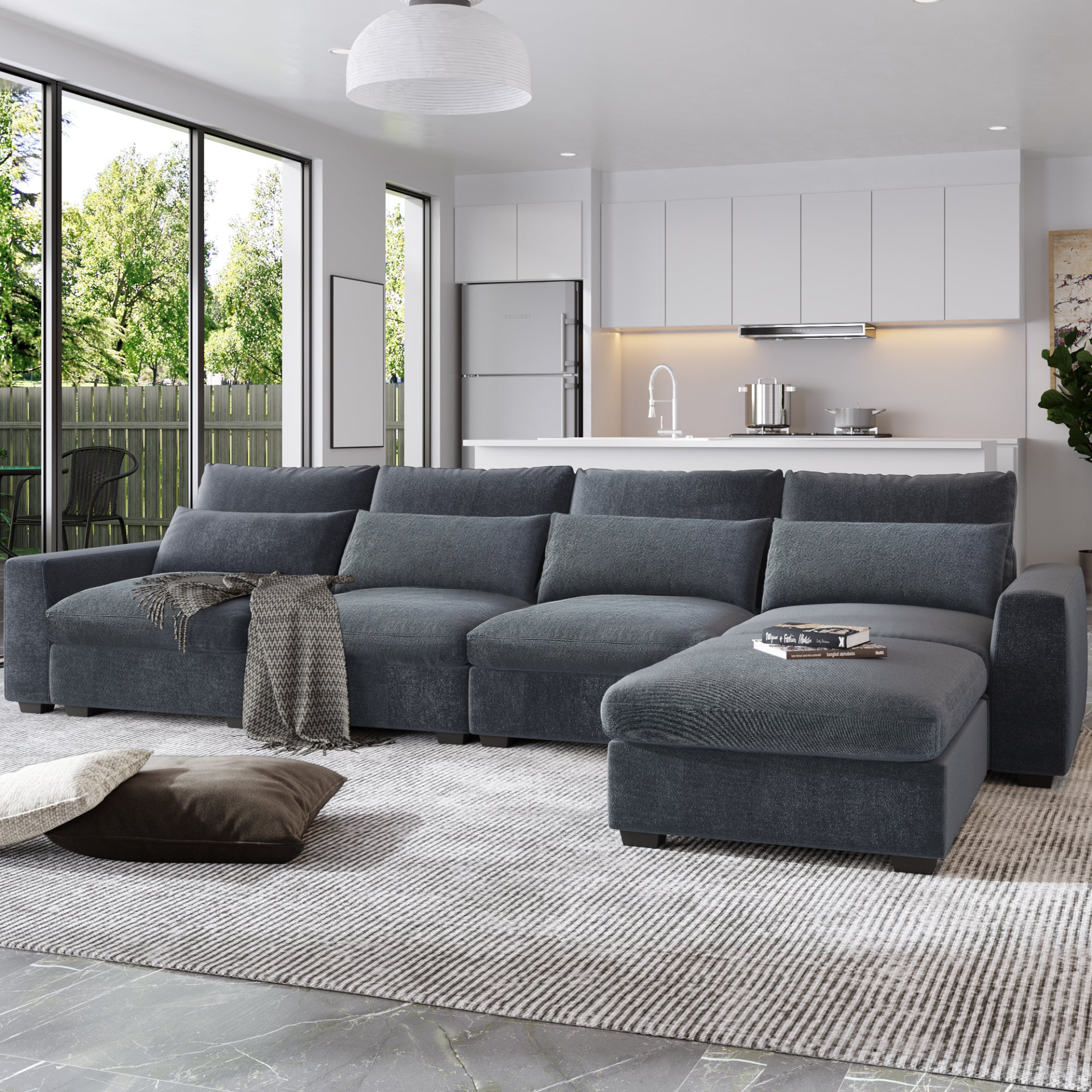 Sofa & Chair sets | Modern Large L-Shape Feather Filled Sectional Sofa,  Convertible Sofa Couch with Reversible Chaise for Living Room | casafoyer.myshopify.com