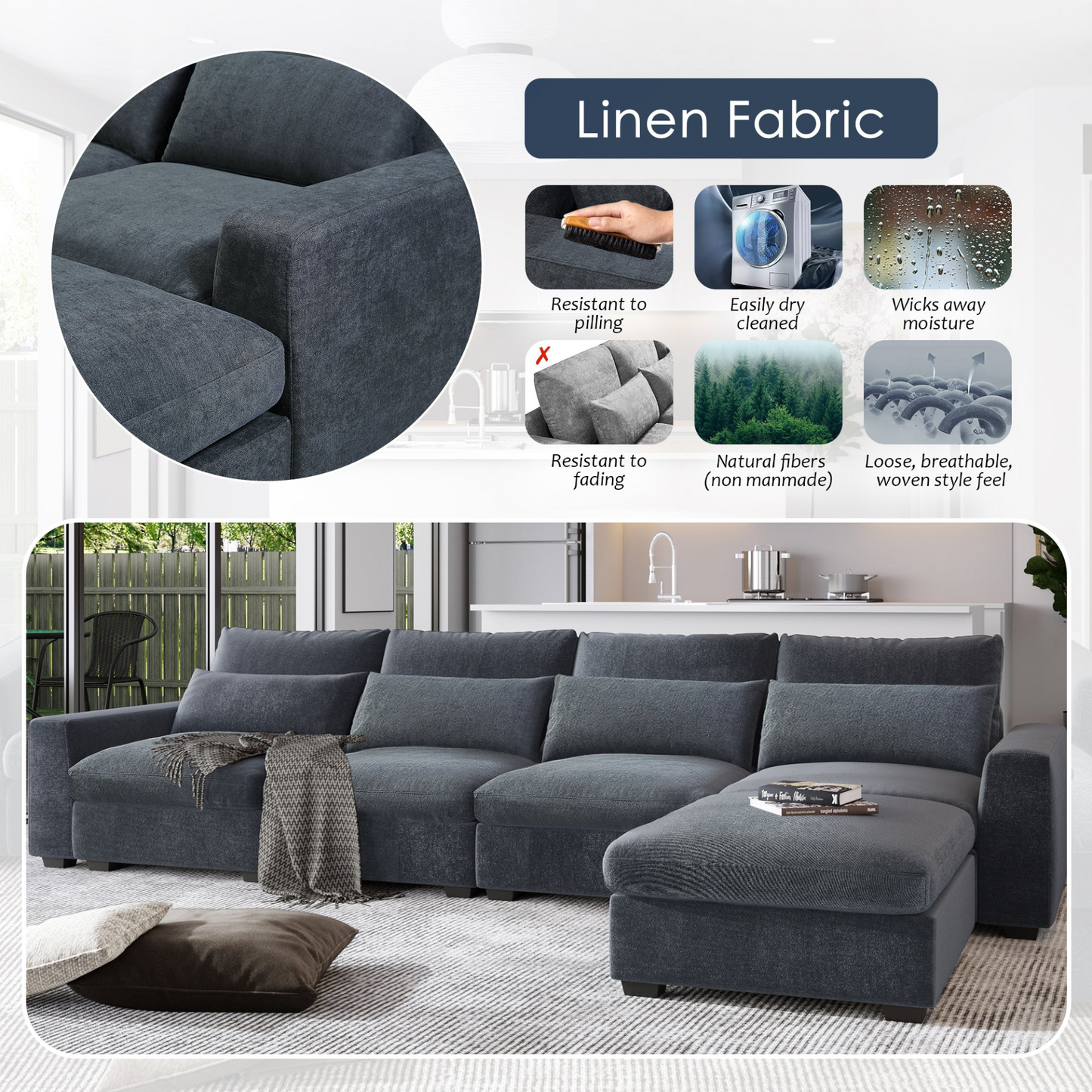 Sofa & Chair sets | Modern Large L-Shape Feather Filled Sectional Sofa,  Convertible Sofa Couch with Reversible Chaise for Living Room | casafoyer.myshopify.com