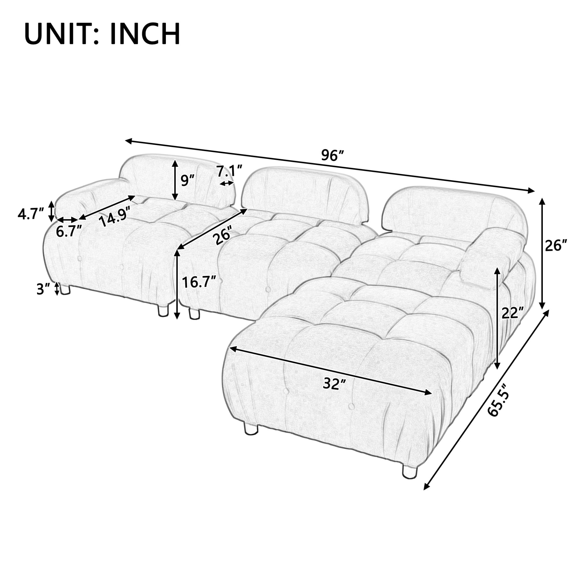 Sofa & Chair sets | Upholstery Modular Convertible Sectional Sofa, L Shaped Couch with Reversible Chaise | casafoyer.myshopify.com