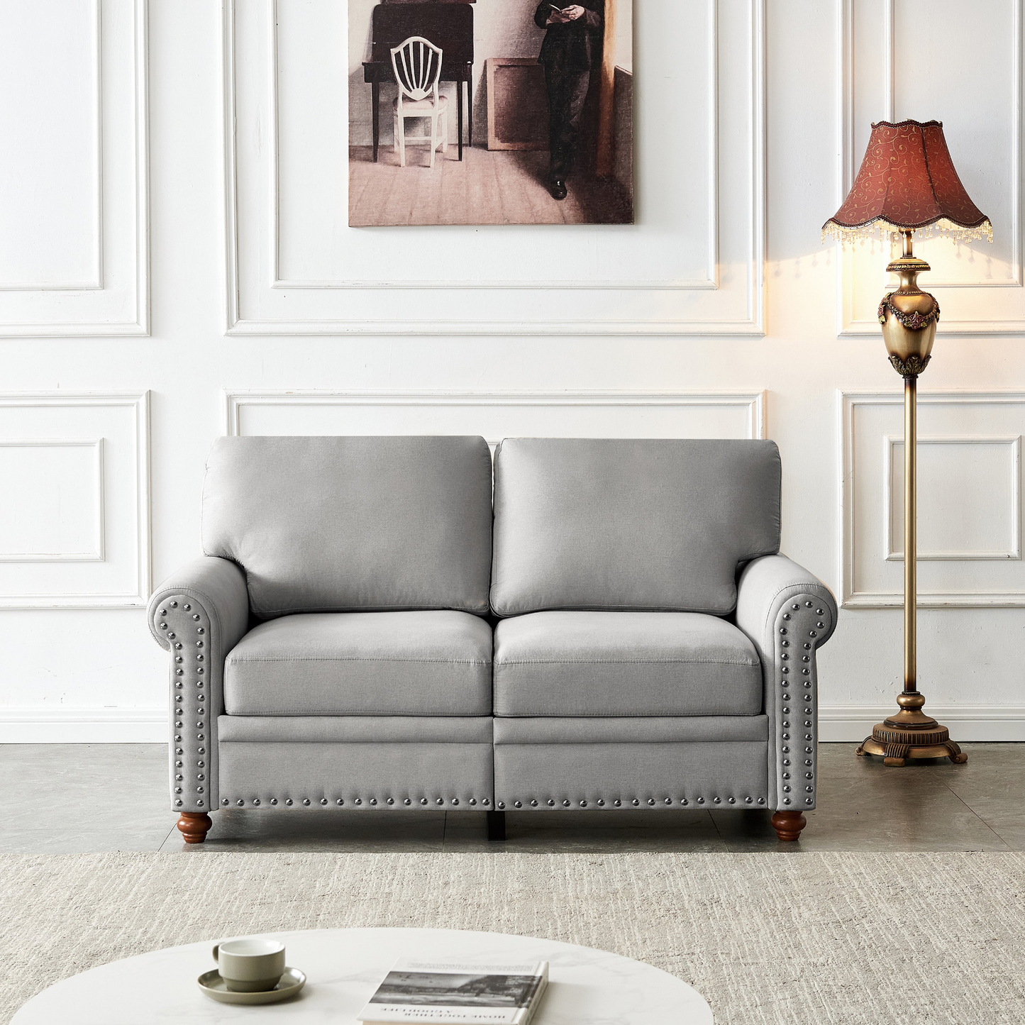 Sofa & Chair sets | Linen Fabric Upholstery with Storage Loveseat (Grey) | casafoyer.myshopify.com