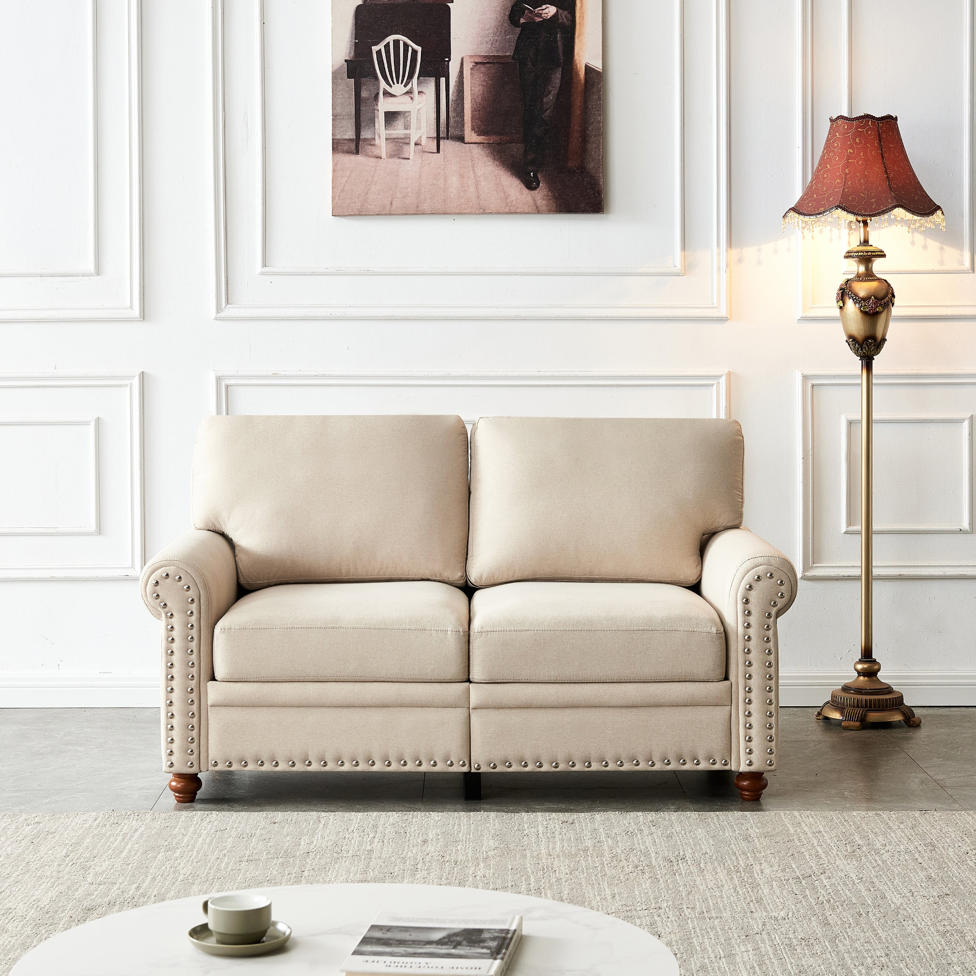 Sofa & Chair sets | Linen Fabric Upholstery with Storage Loveseat (Beige) | casafoyer.myshopify.com